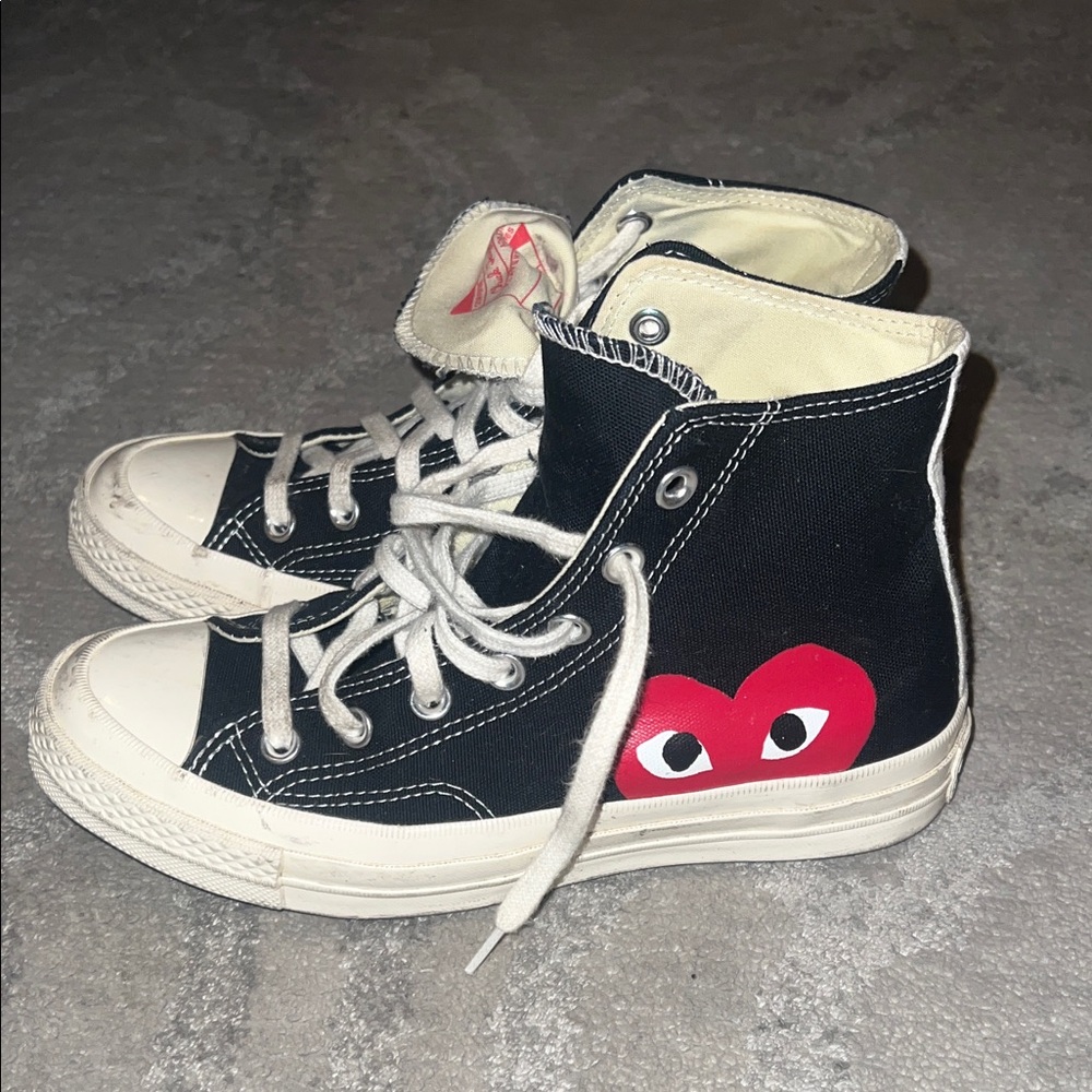 Converse  Black Sneakers with Red Heart Design